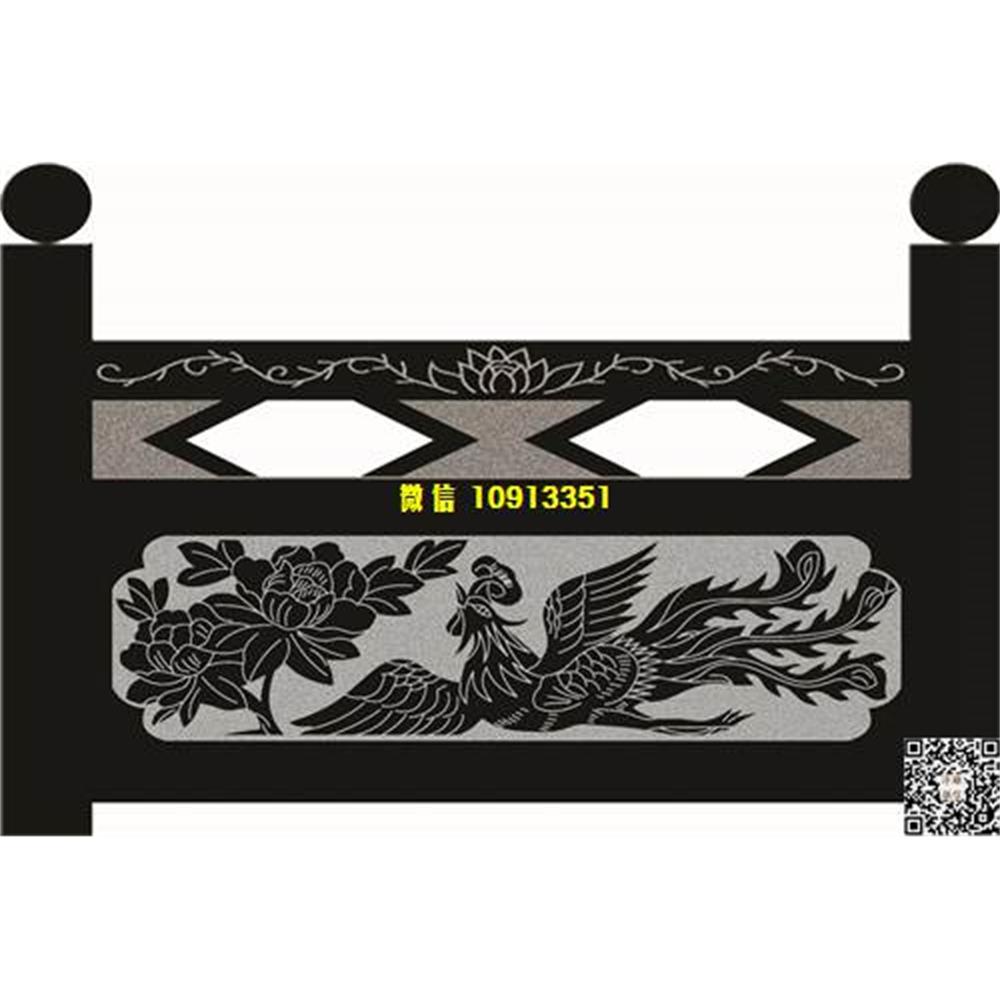 精雕图193凤凰牡丹花栏板精雕图线雕图线条图单线铣底图_电脑雕刻plt文泰矢量图精雕图浮雕图